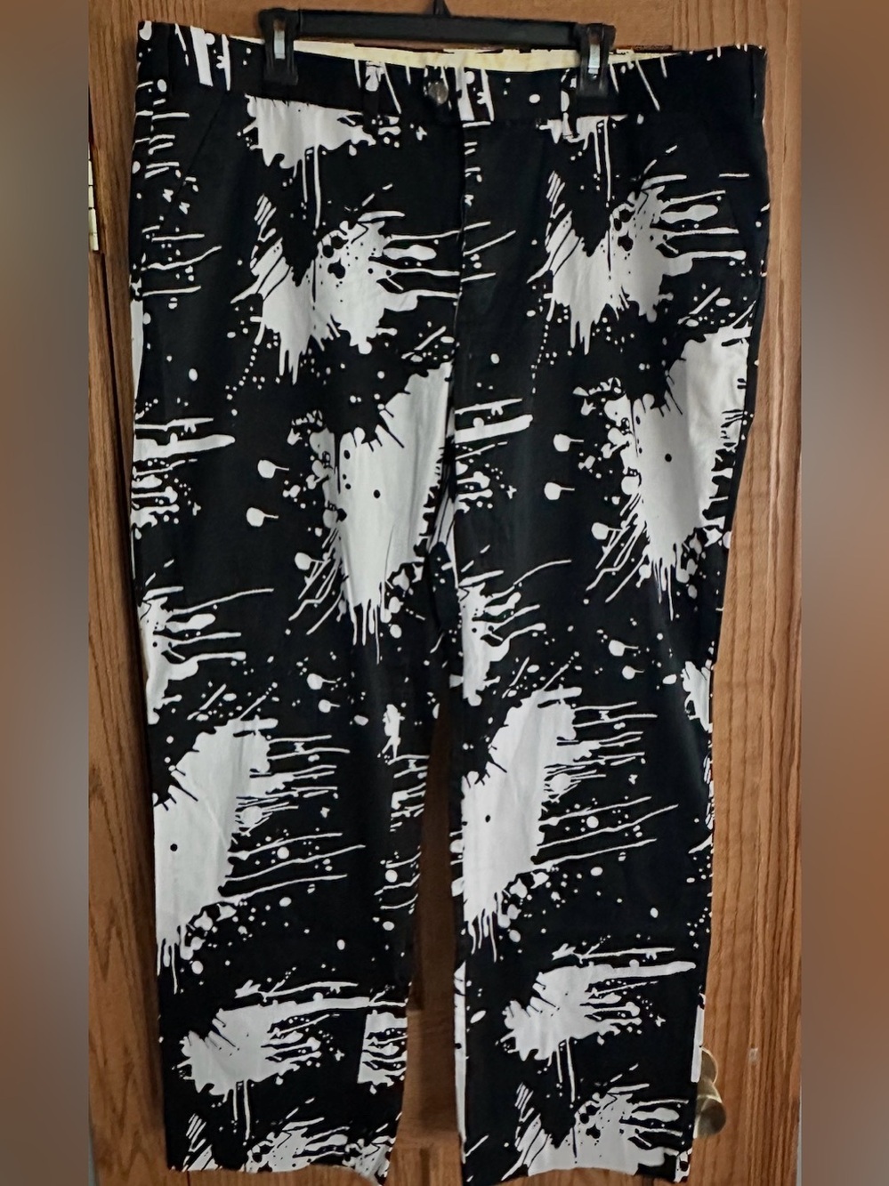 Men's Loudmouth Black & White Splash-Print Golf Pants